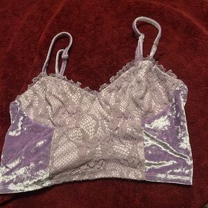 SHEIN Purple Lace Velvet Crop Top